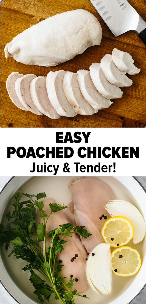 How To Poach Chicken, Poach Chicken, Boiled Chicken Recipes, Salad Chicken, Chicken Thigh Recipes Crockpot, Boiled Chicken, Poached Chicken, Healthy Routine, Tender Chicken