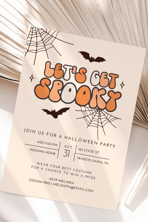 Halloween 21st Birthday Party Invitations, Halloween Themed Birthday Invitations, Spooky Party Invitations, October Birthday Invitations, Halloween Invitation Ideas Diy, Halloween Sleepover Invitations, Invitation Card Halloween, Spooky Birthday Invitations, Summerween Invitation