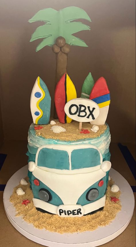 Outer Banks Cakes Ideas, Outerbanks Birthday Cake, Obx Themed Birthday Party, Outerbanks Birthday Theme, Outer Banks Birthday Cake, Topper Outer Banks, Surfer Cake, Summer Birthday Cake, Twinkie Cake