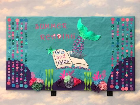 Teacher Appreciation Doors, Summer Bulletin Boards, School Library Displays, Library Bulletin Board, Ocean Theme Classroom, Reading Bulletin Boards, Library Bulletin Boards, Library Boards, Summer Reading Program