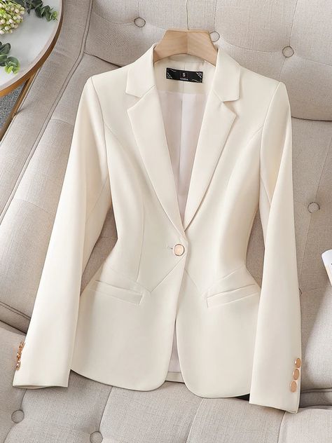 Fall Blazer, Formal Blazer, Ladies Blazer, Beige Blazer, Blazer Beige, Women Formals, Professional Outfits, Office Ladies, Blazers For Women