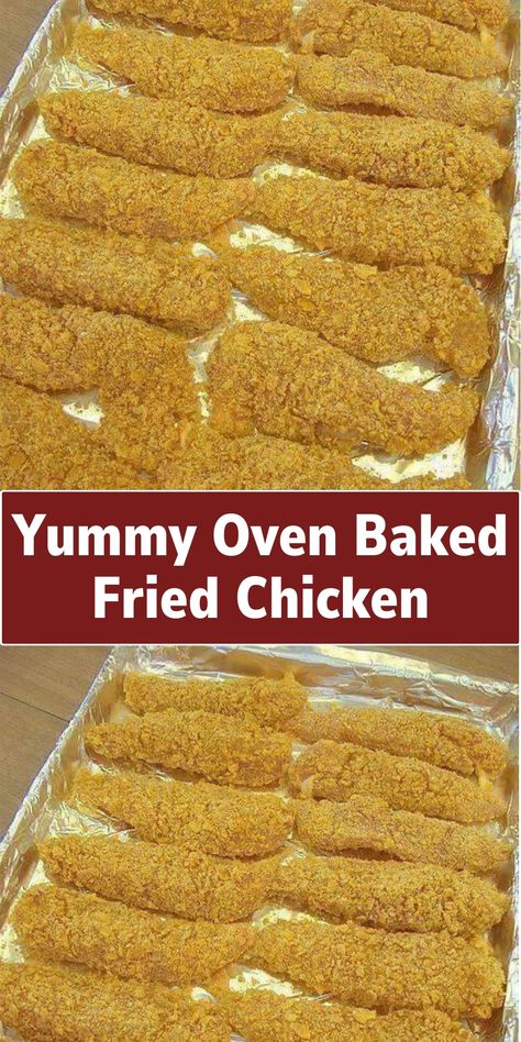 Enjoy the crispy goodness of fried chicken without the hassle of deep frying. Yummy Oven Baked Fried Chicken is coated in a seasoned breading and baked to perfection. It's a healthier alternative that doesn't skimp on flavor. Baked Fried Chicken Breast, Oven Baked Fried Chicken, Fried Chicken Coating, Oven Fried Chicken Recipes, Baked Fried Chicken, Crispy Oven Fried Chicken, Homemade Fried Chicken, Slow Cooker Lasagna, Lunch Healthy