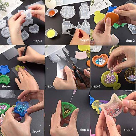 How to Make Resin Shakers DIY - FROM START TO FINISH Shakers Diy, Diy Resin Keychain, Resin Shakers, Diy Uv Resin, Shaker Charm, How To Make Resin, Clear Plastic Sheets, Heart Moon, Cat Heart