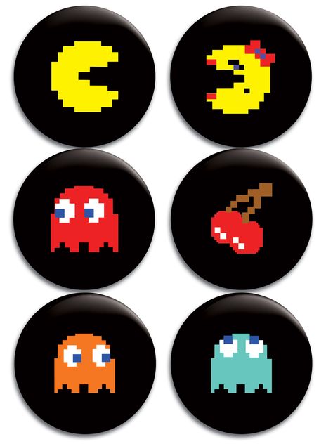 PRICES MAY VARY. Six large 2.25" Pacman buttons/badges/pins Great way to show your love for these classic, retro characters Sturdy tinplate material; pin-back fastener Full-colour Pac-man, high quality design (based on vector drawings) Great birthday favor, Halloween costume or stocking stuffer! Celebrate the famous retro video game PAC-MAN (Pacman) with this set of six Pac-Man buttons. You will receive six buttons/badges/pins to help spread the wonderful message of Pac-Man around the world. Per Pin Button Design, Retro Video, Red Icons:), Retro Video Games, Pac Man, Badge Design, Button Badge, Vector Drawing, Accessories Clothing