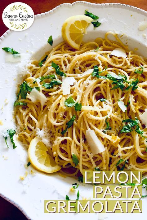 What’s the quickest way to make your family smile? Try this recipe and you’ll be on your way. With ingredients like our MILANESE GREMOLATA OLIVE OIL and SICILIAN LEMON WHITE BALSAMIC VINEGAR, this dish is bursting is with lemony brightness in every bite! White Balsamic Vinegar Recipes, Easy Lemon Pasta, Balsamic Pasta, Balsamic Vinegar Recipes, Lemon Vinegar, Olive Oil Pasta, Italian Night, Balsamic Recipes, White Balsamic