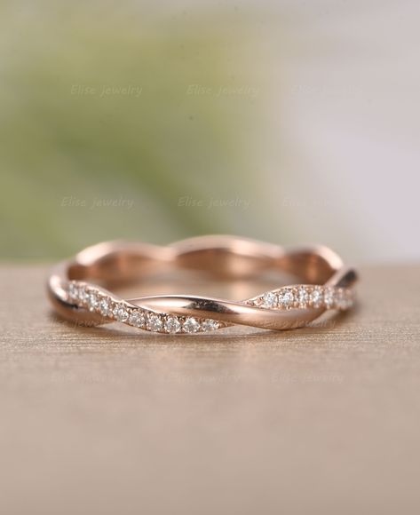 Twisted Wedding Band, Twist Wedding Band, Twisted Band Ring, Infinity Band, Quartz Engagement Ring, Zierlicher Ring, Pear Engagement Ring, Matching Ring, White Gold Wedding Bands