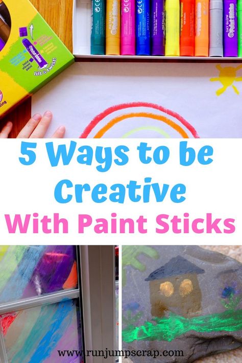 AD - 5 ways to be creative with Paint Sticks. We love mess-free fun with paint sticks and here are some ideas on how to use them! Craft With Paint Sticks, Gel Sticks Art Ideas, Tempera Sticks Projects, Tempera Paint Sticks Projects, Tempura Paint Sticks Art, Paint Sticks Crafts, Tempera Paint Sticks Art, Crafts With Paint Sticks, Paint Stick Art