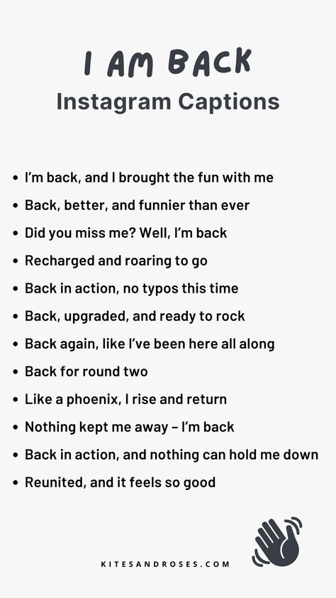 Comeback Captions For Instagram, Captions For Comeback, Instagram Comeback Captions, I’m Back Captions, Excited Captions, Im Back Instagram Captions, Comeback Captions Instagram, Late Upload Captions, Comeback Captions