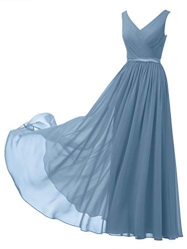 Alicepub V-Neck Chiffon Bridesmaid Dress Long Party Evening Formal Gown Sleeveless Alicepub Chiffon Bridesmaid Dress Long, Formal Ball Gown, Dusty Blue Bridesmaid Dresses, Long Formal Gowns, Grey Bridesmaid Dresses, Bridesmaid Dresses Long Chiffon, Chiffon Dress Long, Bridesmaid Dresses Plus Size, Formal Dresses For Weddings