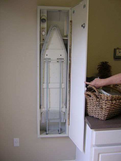 Hidden Ironing Board, Ironing Board Ideas, Mounted Ironing Board, Ironing Board Cabinet, Ironing Board Storage, Wall Mounted Ironing Board, Classic Furniture Living Room, Space Saving Furniture Bedroom, Ironing Boards