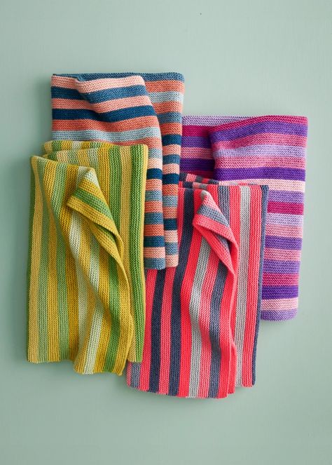 Knit our easy Shimmering Stripes Blanket! It combines the power of color with the appeal of simplicity, and creates joy with every stripe. Knit Throw Blanket Pattern, Crochet Stripes, Prayer Shawl Patterns, Purl Soho, Striped Blankets, Free Knitting Patterns, Seed Stitch, Dk Weight Yarn, Blanket Knitting Patterns