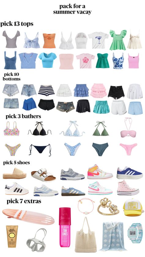 Waterpark Outfit Ideas, Summer Closet Essentials, Pack For Vacation, Cute Travel Outfits, Cute Middle School Outfits, Preppy Summer Outfits, Outfit Inspo Summer, Casual Preppy Outfits, Trendy Outfits For Teens