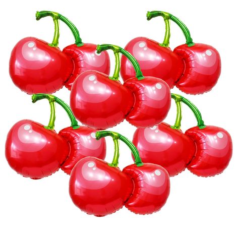 PRICES MAY VARY. 1.Detials: 6pcs red cherry balloon, 30inch, Flying size, 1pcs straw, 1pcs ribbon. 2.High quality party balloons: Cherry balloon are made of good quality aluminum foil, durable and perfect. The color and quality of the balloons are exactly as described, safe to use, not easy to break or pop. Please don't overfill the balloon and avoid sunburn or overheat. 3. Great addition to your balloon party. The cherry mylar balloons can be used to decorate your summer party, birthday party, Cherry Birthday Party Theme Decoration, Cherry Themed Birthday Party, Cherry Party Theme, Cherry Balloons, Cherry Birthday Party Theme, Top Baby Shower Themes, Summer Party Birthday, Fruit Party Decorations, Cherry Theme