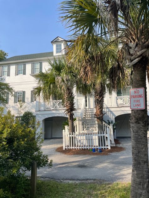 Hilton Head Beach House, House With Palm Trees, House On The Ocean, Ocean Front Beach House, Beach House White, North Carolina Beach House, Conway South Carolina, Vacay Pics, White Beach House