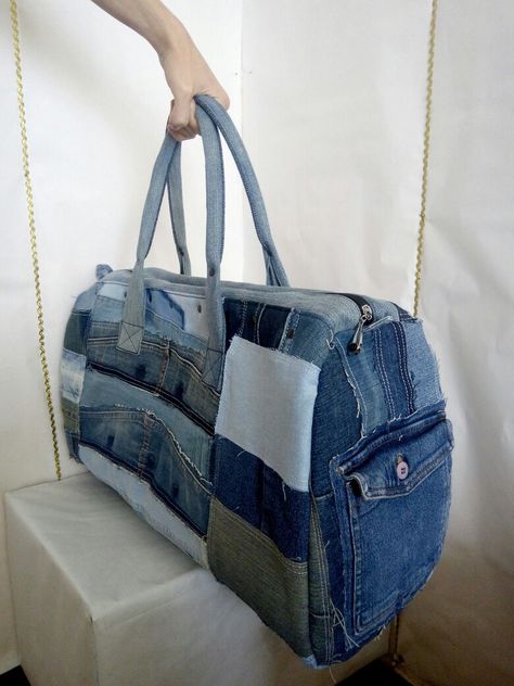 Jean Bag, Jeans Bag, Recycled Denim, Denim Bag, Gym Bag, Duffle Bag, Recycling, Gym, Upcycling