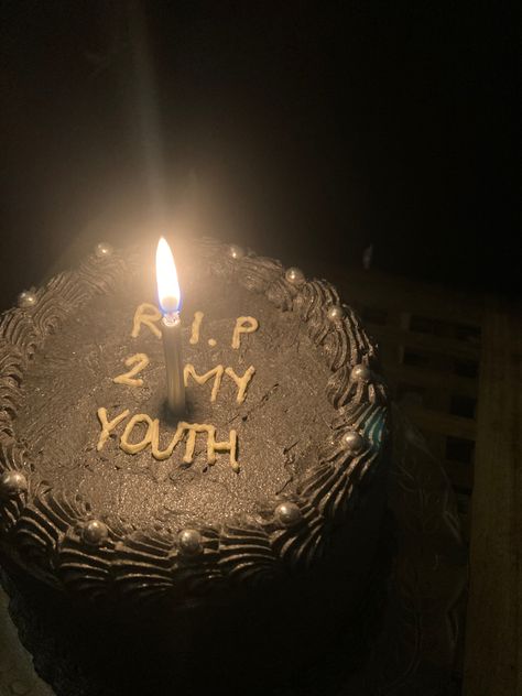 Lyric Birthday Cake, Non Cake Birthday Ideas, Rip Teenage Years Cake, Rip To My Youth Cake, Iconic Cake Ideas, Birthday Cake Grunge, Youth Aesthetic Happy, 18th Birthday Songs, 18th Bday Cakes