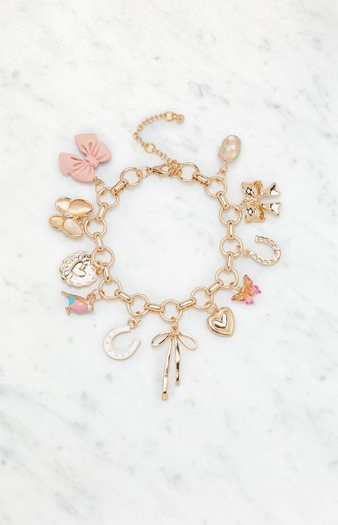 LA Hearts Pink Charm Bracelet | PacSun Chunky Charm Necklace, Bestie Basket, Dopamine Jewelry, Vday Jewelry, Cute Charm Bracelets, Charm Bracelet Aesthetic, Pink Charm Bracelet, Charm Bracelet Diy, Designing Jewelry