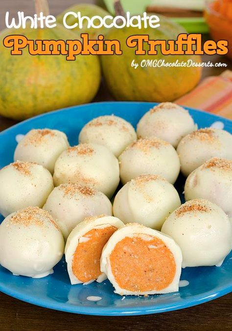 White Chocolate Pumpkin Truffles | Easy Pumpkin Dessert White Chocolate Pumpkin Balls, White Chocolate Pumpkin Truffles, Chocolate Pumpkin Truffles, Pumpkins Recipes, Gray Stuff, Oatmeal Pie, Pumpkin Truffles, Easy Pumpkin Dessert, Easy Truffles