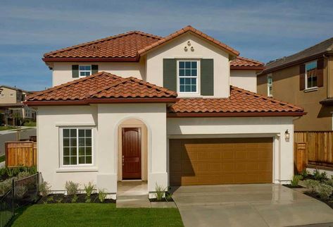 Houses With Orange Roof, Tan Stucco House Exterior White Trim, Exterior House Paint Color Combinations With Red Tile Roof, Exterior House Colors With Tile Roof, Cream And Terracotta House Exterior, Terra Cotta Roof Exterior Paint, Exterior House Colors For Stucco Homes, Exterior Stucco House Colors Paint Ideas, Terracotta Roof Colour Scheme