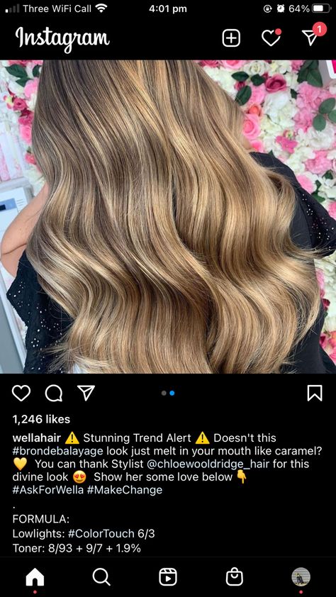 Wella Formulas Lowlights, Balayage Hair Tutorial, Wella Hair Color, Bronde Balayage, Wella Hair, Wella Color, Warm Blonde, Hair Color Formulas, Medium Blonde