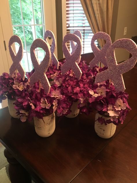 Hodgkins Lymphoma Survivor Party Pink Ribbon Table Decorations, Pinktober Awareness Decoration, Pink Out Decorations, Cancerversary Party, Remission Party, Lilac Decor, Survivor Party, Creation Deco, Pink Party