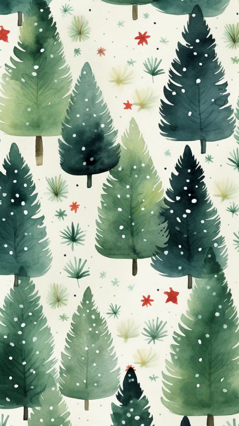 Christmas Wallpaper Boho Christmas Wallpaper, Inga Buive, Wallpaper Backgrounds Christmas, Christmas Pattern Illustration, Christmas Trees Wallpaper, Wallpaper Horse, Christmas Phone Backgrounds, Xmas Pattern, Christmas Background Images