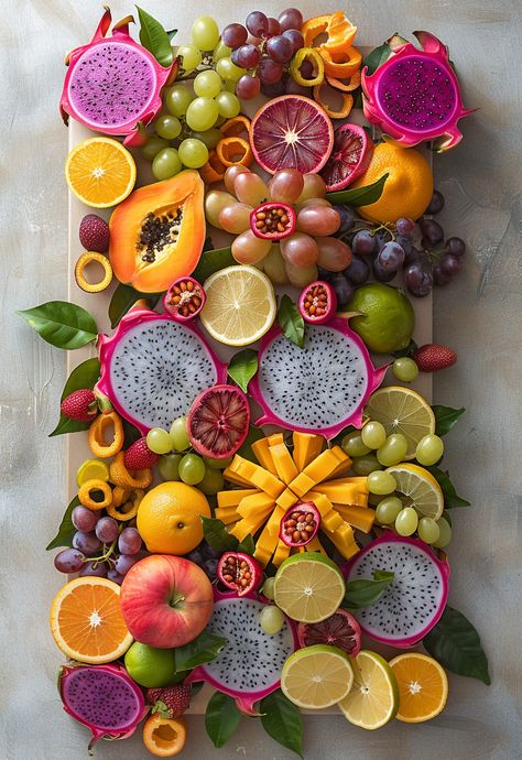 Create a beautiful fruit charcuterie board. Easy, colorful, and perfect for entertaining! Tropical Fruit Charcuterie Board, Caribbean Charcuterie Board, Cheese Broads, Tropical Charcuterie Board, Fruit Grazing Board, Fruit And Cheese Charcuterie Board, Fruit Board Ideas, Fruit Charcuterie Board Ideas, Fruits Board