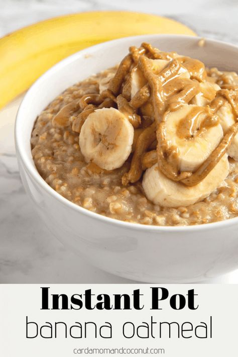 The ultimate healthy breakfast recipe, this warm, hearty Instant Pot banana oatmeal is delicious and easy! Whole grain, full of fiber, and vegan. ﻿#InstantPot #BananaOatmeal #HealthyBreakfast #VeganBreakfast Instant Pot Oatmeal, Banana Nut Oatmeal, Oats Milk, Oatmeal Toppings, Healthy Breakfast Recipe, Breakfast Oatmeal, Warm Breakfast, Steel Cut Oats, Banana Oatmeal