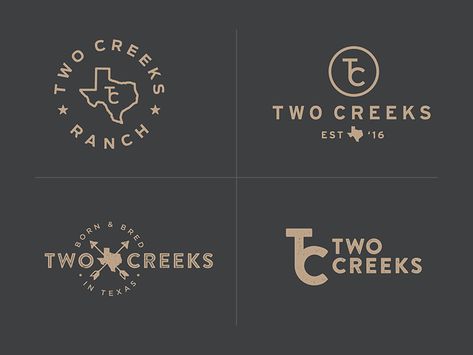 Two Creeks Ranch Logo Rd 1 Texas Logo, Western Logo, Ranch Logo, Doctor Logos, Farm Logo Design, Cattle Brands, Cattle Ranching, Farm Logo, Logo Project