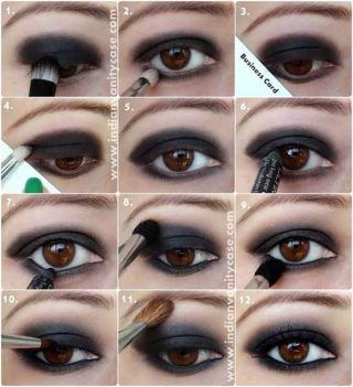 Indian Vanity, Eyeshadow Tutorial Natural, Smokey Eyes Tutorial, Maquillage Goth, Silvester Make Up, Black Smokey Eye Makeup, Eyes Tutorial, Black Smokey Eye, Black Smokey