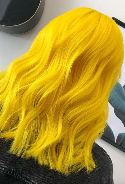 Yellow Hair Dye, Lemon Hair, Yellow Hair Color, Beautiful Hair Color, Hair Color Shades, Pretty Hair Color, Yellow Hair, Tone Hair, Hair Dye Colors