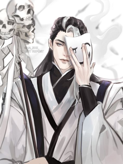 White No Face Tgcf, White No Face, Tgcf Characters, Bai Wuxiang, Chinese Mask, Chinese Cartoon, Fan Anime, No Face, Wow Art