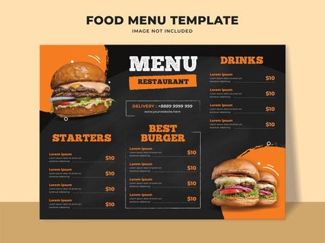 Burger Menu Design Layout, Burger Menu Ideas, Sandwich Menu Design, Burger Menu Design, Catering Menu Design, Italian Food Menu, Steak Menu, Menu Burger, Sandwich Menu