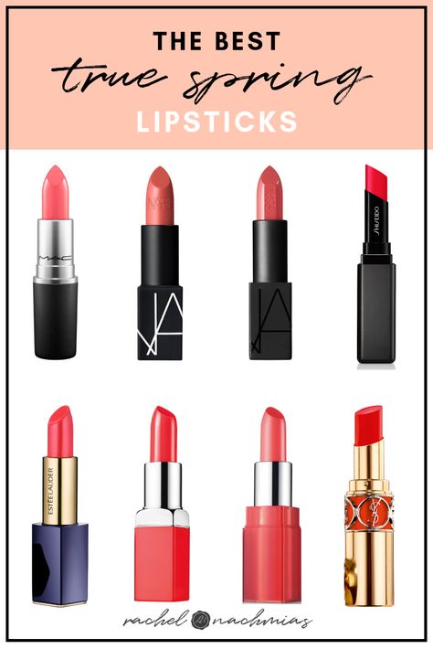 The Best True Spring Lipsticks — Philadelphia's #1 Image Consultant | Best Dressed Lipstick For Spring Type, Clear Spring Lipstick Colors, Makeup For True Spring, Clear Spring Lipstick, House Of Colour Spring Lipstick, House Of Colour Spring Makeup, Bright Spring Lipstick Colors, Warm Spring Lipstick Colors, True Spring Color Palette Makeup