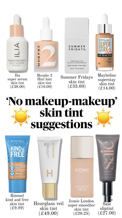 Skin tint recommendations #beauty #makeup #skintint Skin Tint Products, Hourglass Skin Tint, Skin Tint Drugstore, Skin Tint Makeup Look, Skin Tint Makeup, Best Skin Tint, Face Tint, Conturing Makeup, Tinted Serum