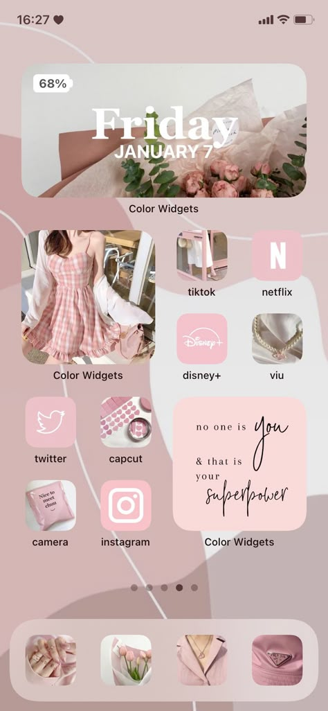 Soft Pink Aesthetic Homescreen, Pink Aesthetic Theme Iphone, Soft Pink Iphone Layout, Soft Pink Phone Theme, Pink Ipad Aesthetic Homescreen Ideas, Soft Pink App Icons Aesthetic, Pink Iphone Theme Ideas, Pink Theme Wallpaper Iphone, Apps Design Layout