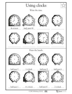 1st grade math worksheets slide show - Worksheets and Activities - What time is it? | GreatSchools: Ready For 1st Grade, 1st Grade Learning, Homeschool 1st Grade, First Grade Math Worksheets, Math Measurement, Maths Ideas, 1st Grade Math Worksheets, Teaching Time, Math Time