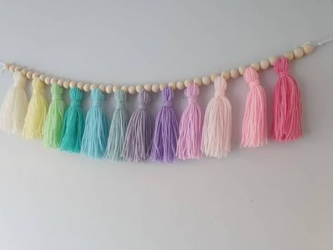 Pastel Bunting, Pastel Bedroom Decor, Garland Wall Decor, Wall Decor Pastel, Soft Toy Storage, Rainbow Bedroom, Rainbow Garland, Pastel Bedroom, Rainbow Wall Decor