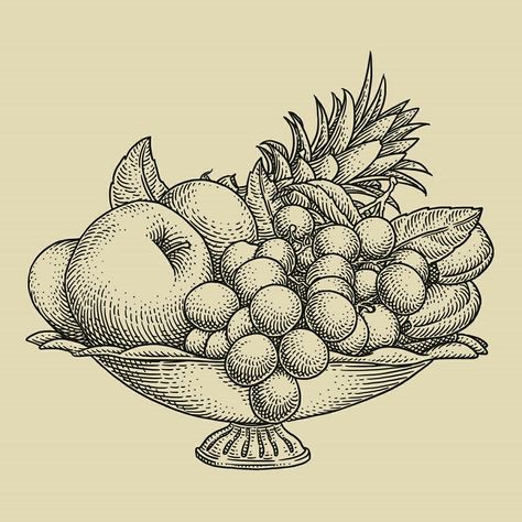 simple fruit bowl drawing progress by Alvian IR Fruit Basket Sketch Pencil, Bowl With Fruit Drawing, Traditional Fruit Bowl Tattoo, Drawing Fruit Basket Art, Fruit Bowl Sketch, Fruits Basket Sketch, Fruit Basket Drawing Paintings, Bowl Of Fruit Tattoo, Fruit Basket Drawing Pencil