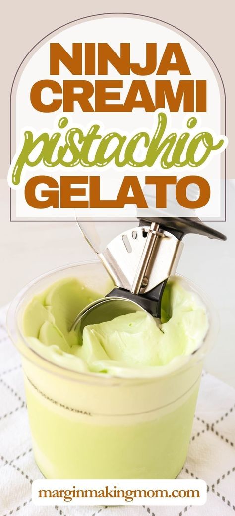 You're going to love this pistachio gelato made in the Ninja Creami machine! This easy recipe uses pistachio pudding mix to create a custard base, which is ultra creamy and delicious! Pistachio Dessert Pudding, Chunky Monkey Ice Cream, Pops Recipes, Chicken Bruschetta, Freezer Pops, Pistachio Paste, Ninja Ice Cream Recipe, Pistachio Dessert, Ice Cream Recipes Machine