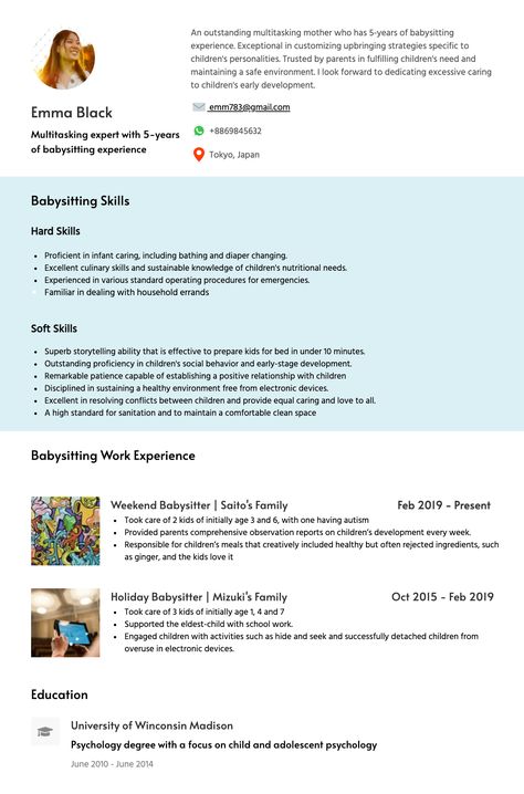 creative resume template for free Babysitter Bio Ideas, Babysitting Resume, Babysitter Resume, Alone At Home, Babysitting Jobs, Baby Sitting, Job Resume, Child Care, Job Description