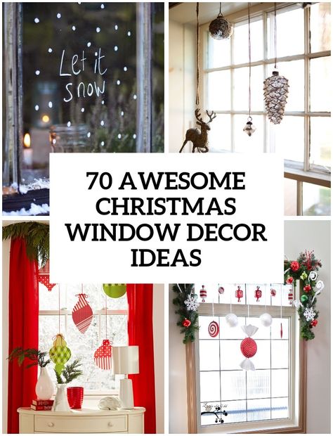 70 Awesome Christmas Window Décor Ideas - DigsDigs Indoor Window Christmas Decor Ideas, Bay Window Christmas Decor, Xmas Window Decorations, Diy Christmas Window, Christmas Window Decoration, Window Christmas, Christmas Window Display, Christmas Window Decorations, Indoor Window