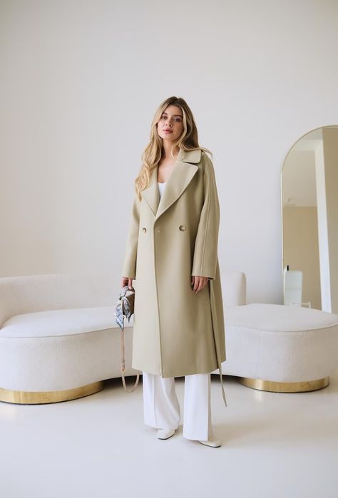 Light Beige Cashmere Coat, Long Neutral Taupe 100% Wool Coat, Cold Beige Wrap Overcoat With Belt, Lined Warm Winter Coat /jaklin - Etsy Long Coat Women, Coat Women, Cashmere Coat, Winter Coats Women, Beaded Bags, Long Coat, Wool Coat, Light Beige, Warm Winter