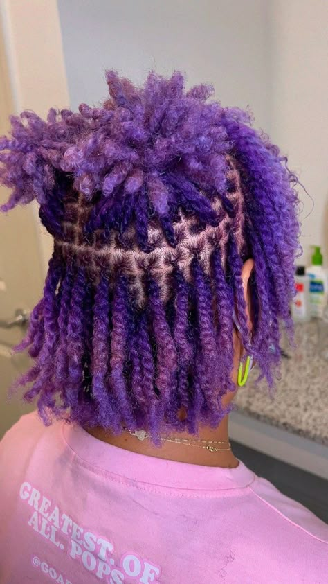 Locs With Purple Tips, Purple Locs Black Women, Lavender Locs, Colored Locs Black Women, Short Loc Styles For Women, Latest Dreadlocks Styles, Female Loc Styles, Purple Locs, Loc Styles Short