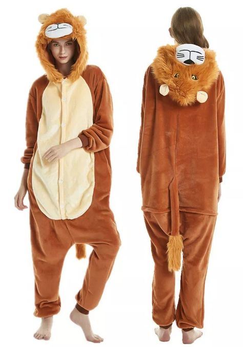 Adult Onesie Costume, Costume Lion, Lion King Costume, Adult Onesie Pajamas, Costume Carnaval, Funny Pajamas, King Costume, Onesie Costumes, Animal Onesie