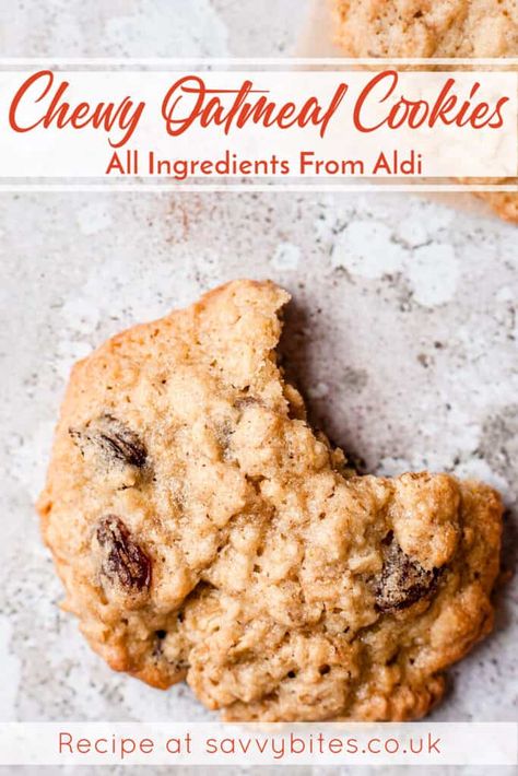 Oat And Raisin Cookies, Chewy Oatmeal Raisin Cookies, Recipes Budget, Cookies Chewy, Cookie Recipes Oatmeal Raisin, Oatmeal Raisin Cookies Chewy, Simple Baking, Aldi Recipes, Cookie Spread