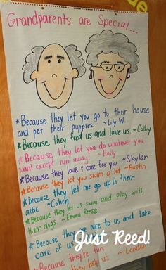 grandparents are special because anchor chart Grandparents Day Preschool, Grandparents Day Activities, School Diy Ideas, Planning School, Grandparents Day Crafts, Happy Grandparents Day, Grandparents Day Gifts, Family Theme, School Celebration