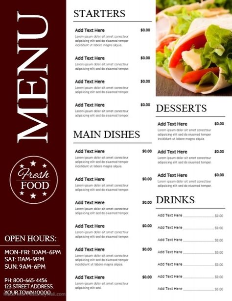 Sample Menu Design, Simple Menu Design Ideas, Creative Food Menu Design Ideas, Menu Card Design Creative, Starters Menu, Restaurant Menu Card, Menu Design Layout, Fine Dining Menu, Work Graphic