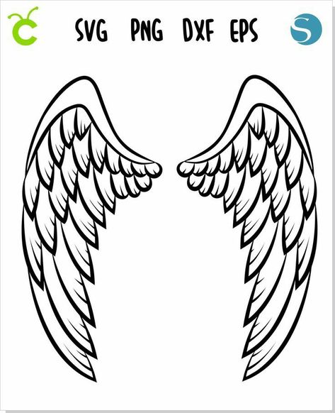 Cricut Angel Wings, Angel Wings Template, Cricut Angel, Angel Wing Silhouette, Wings Template, Eagle Wing Tattoos, Png Angel, Winged Stencil, Angel Wings Png