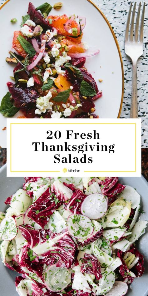 20 Fresh and Vibrant Salads for Thanksgiving Fresh Thanksgiving Salads, Lettuce Salad For Thanksgiving, Thanksgiving Salad Nut Free, Festive Salad Recipes, Thanksgiving For 30 People, Thanksgiving Beet Salad, Thanks Giving Salad Ideas, Nontraditional Thanksgiving Recipes, Root Veggie Recipes